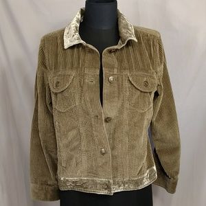 Wide Wale Corduroy Jacket Drab Olive Moss J Jill Velvet Soft Neutral 39" Bust SP